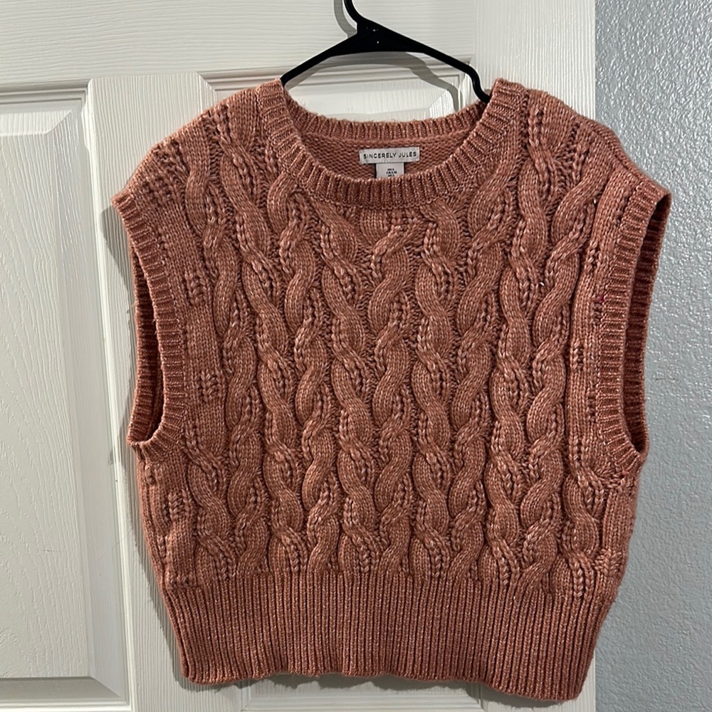 Sincerely Jules Pink Cable Knit Crew Neck Sweater